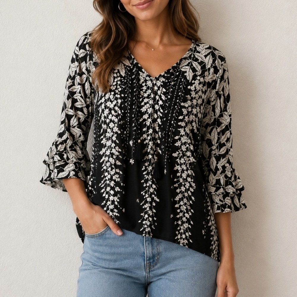 Leota Floral Blouse Career Office Preppy Quiet Luxury Old Money Professional